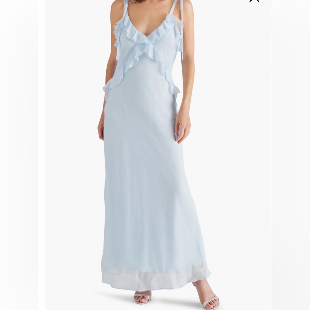 Light Blue Ruffle Slip Maxi Dress Steve Madden Romantic baby blue dress